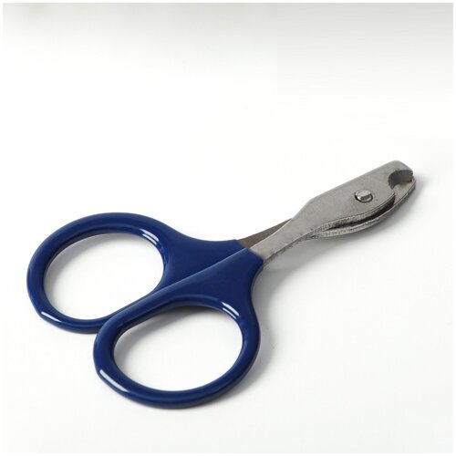 Ножницы-когтерезы изогнутые с прорезиненными ручками, отверстие 6 мм, тёмно-синие Пижон 6960811 .