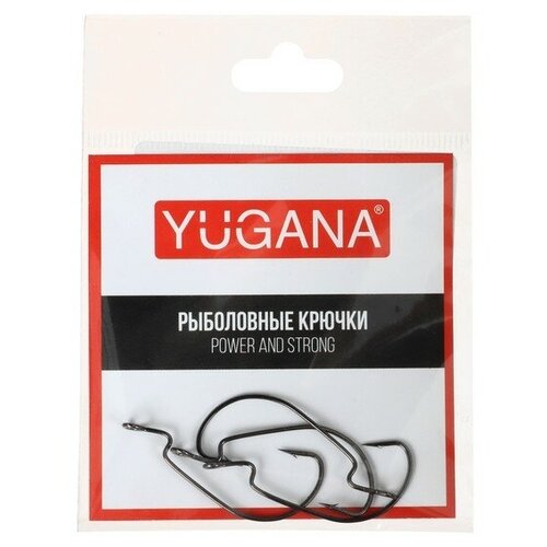 крючки офсетные yugana o shaughnessy worm 4 5 шт Крючки офсетные YUGANA Wide range worm big eye, № 4, 4 шт.