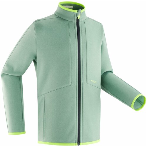 фото Куртка нижняя лыжная детская зеленая 900, размер: 6 лет (115-124 см), цвет: серо-зелёный wedze х decathlon