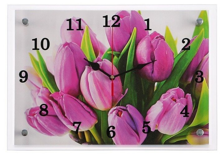 Часы настенные, серия: Цветы, "Тюльпаны", 25х35 см 3519805
