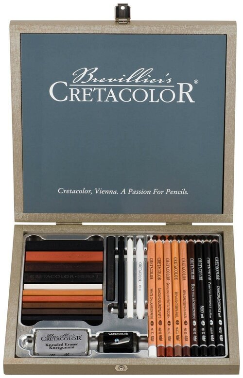 Чернографитовые карандаши CretacoloR Художественный набор карандашей Black Box для рисунка в деревянной коробке