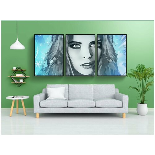 фото Набор модулных постеров для интерьера "красивая, женщина, лед" 60x90 см. в тубусе, без рамки lotsprints
