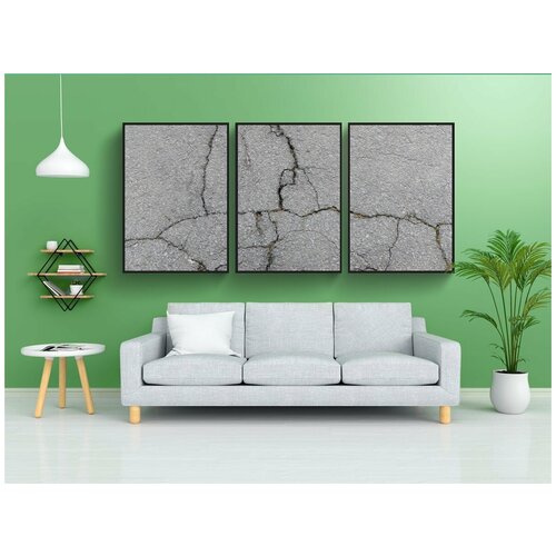 фото Набор модулных постеров для интерьера "асфальт, дорога, трещины" 60x90 см. в тубусе, без рамки lotsprints