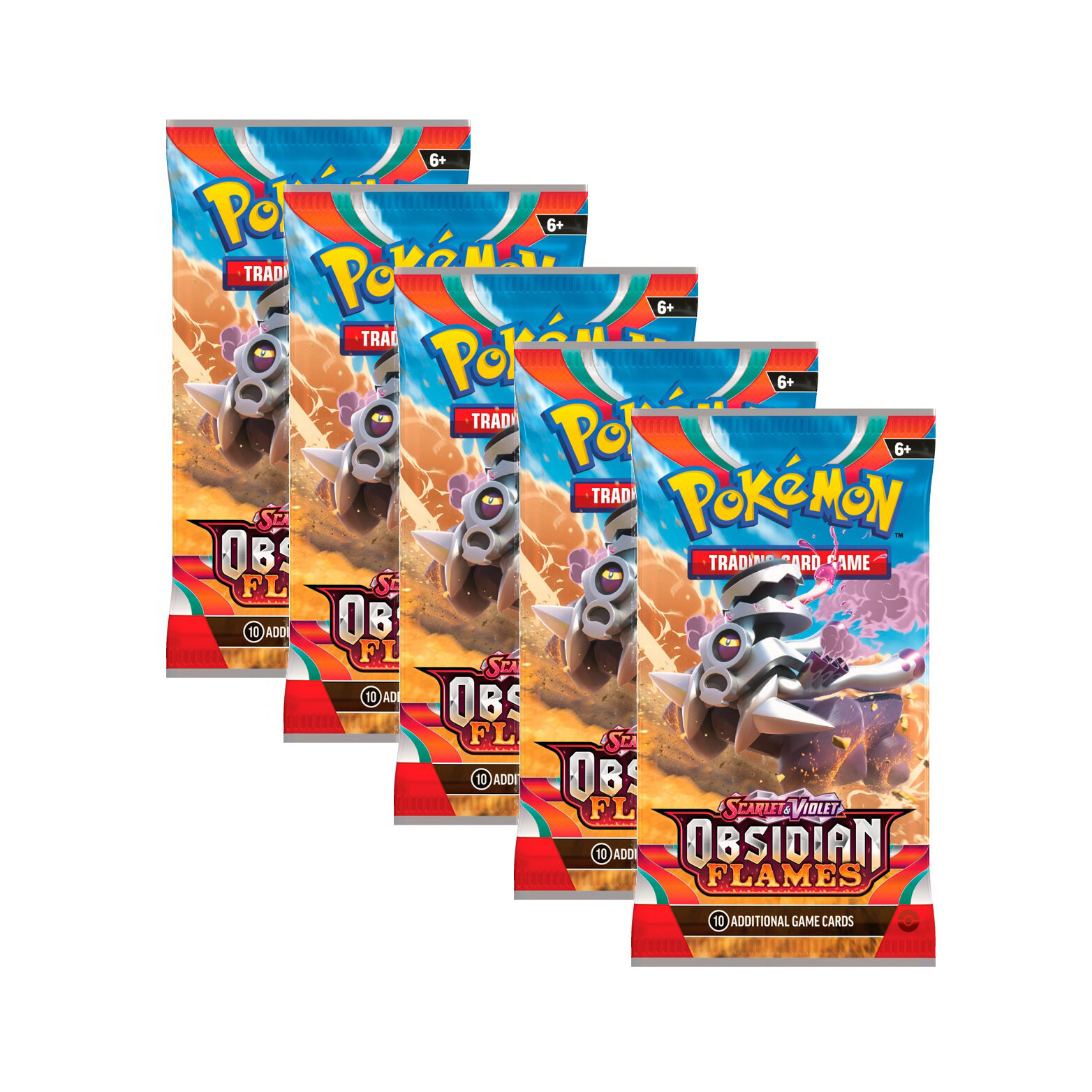Покемон карты коллекционные: 5 бустеров Pokemon издания Obsidian Flames, на английском
