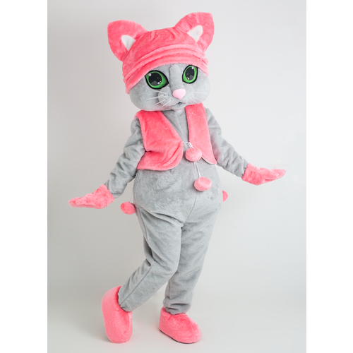 фото Ростовая кукла котенок серый девочка, карнавальный костюм для праздников, ростовой костюм для аниматора, поздравление ребенка mascot costume