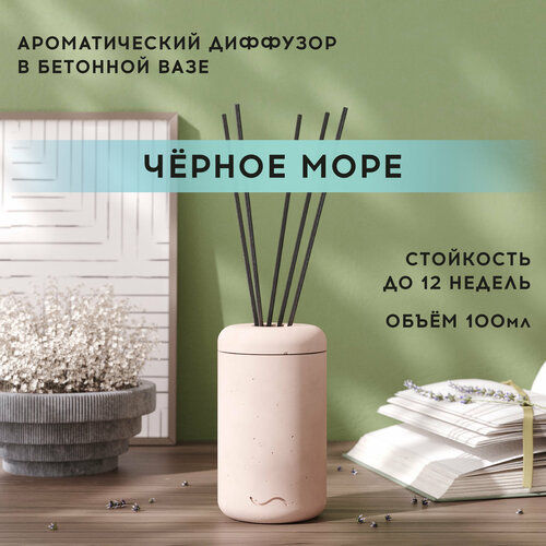 Ароматический диффузор 100 мл Черное море в бетонной вазе Esther розовый 3000₽