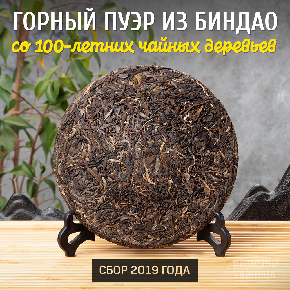 Китайский чай Шен Пуэр "Столетние деревья" 2019 год блин 357 грамм