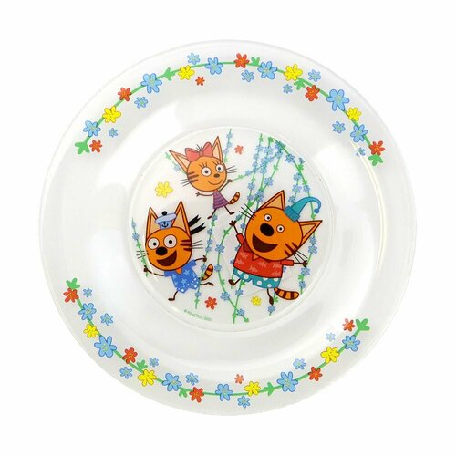 Тарелка Три кота цветы 195 см стеклянная 535₽