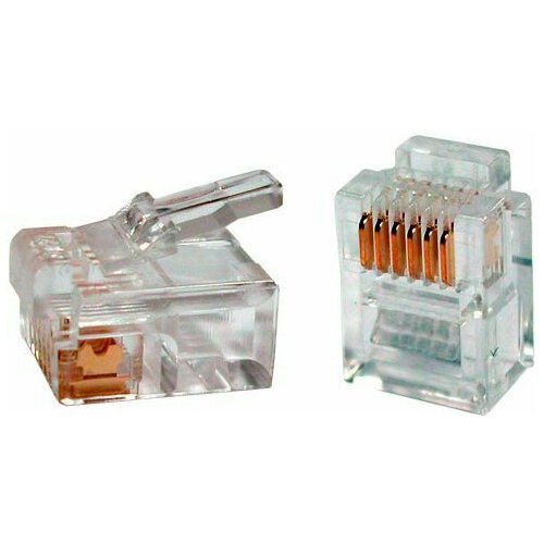 Коннектор Hyperline PLUG-6P6C-P-C2-100 (упак:100шт) 100м прозрачный