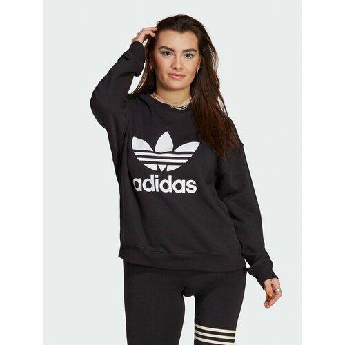 толстовка adidas trefoil crew sweatshirt цвет shadow red Свитшот adidas, размер XS [INT], черный