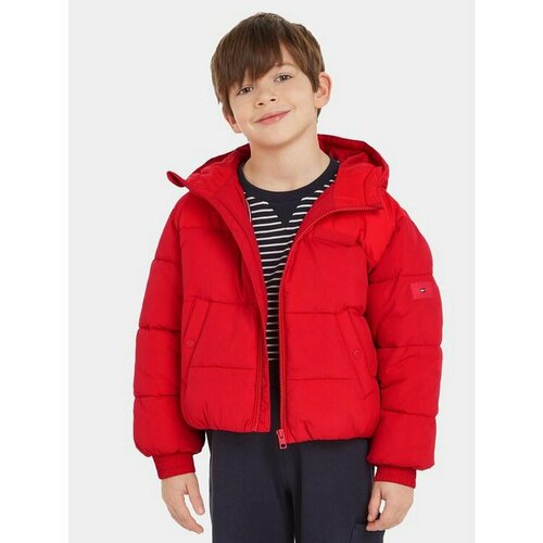 Пуховик TOMMY HILFIGER, размер 8Y [METY], красный