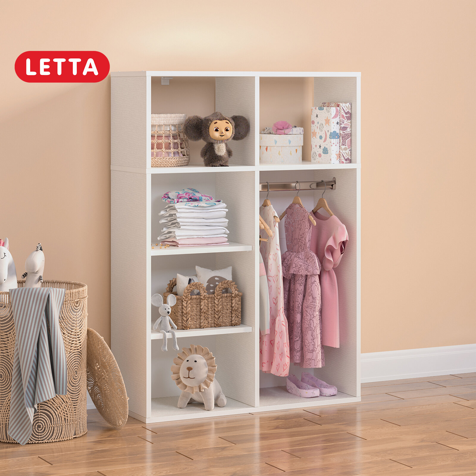 фото Шкаф стеллаж детский Белое тиснение 780*1100*292