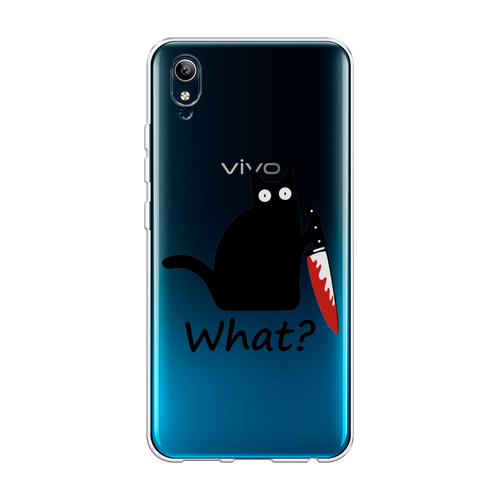 Силиконовый чехол на Vivo Y91c/Y1s / Виво Y91c/Y1s Котик с ножом, прозрачный силиконовый чехол на vivo y1s виво y1s лёд