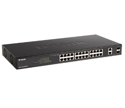 D-Link DGS-1100-26MPV2/A3A, L2 Smart Switch with 24 10/100/1000Base-T ports and 2 1000Base-T/SFP combo-ports
