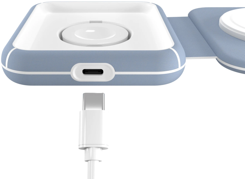 Зарядное устройство беспроводное Lyambda для Iphone, AirPods и Iwatch blue - фото №10