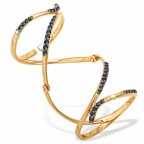 Кольцо на две фаланги VOROBYEVA, красное золото, 585 проба, фианит, размер 18