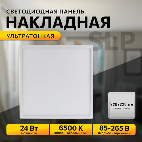 Светодиодный светильник-панель в форме квадрата Накладная светодиодная квадратная панель с изолированным драйвером Встраиваемое LED освещение для внутренних помещений PF 05 24Вт ХБ 6500К 1920Лм IP40 220В 06-69 d-220мм 1839₽