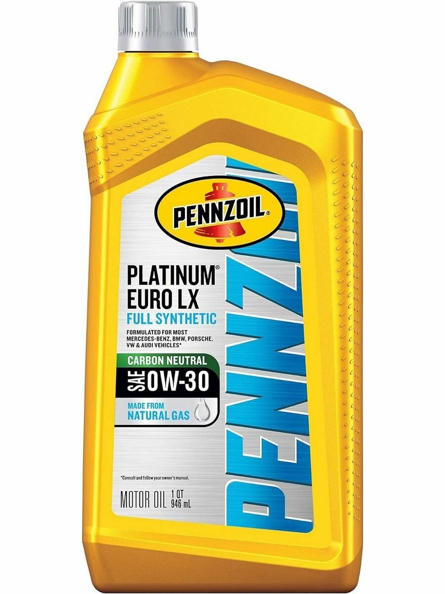 Масло моторное синтетическое PENNZOIL PLATINUM EURO LX Full Synthetic 0W-30 Motor Oil (946 мл)