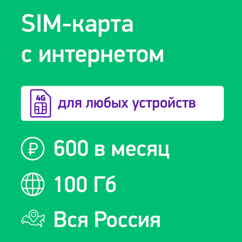 SIM-карта Мегафон 100 Гб за 600 ₽/мес интернет 3G/4G/4G+ для роутера и модема с раздачей sim карта для модема и роутера 300 гб за 900 руб мес в сети мегафон