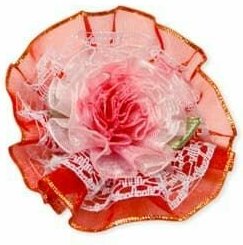 Цветы пришивные из органзы 1-247 55х55 мм красные / Лента с цветочным принтом роза для рукоделия 2 упаковки по 5 штук