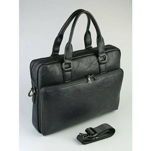 Сумка мессенджер Skin, фактура гладкая, черная кожа