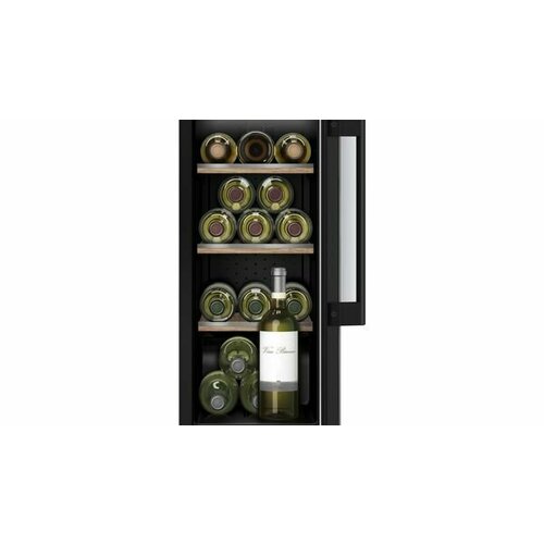 встраиваемый винный шкаф electrolux kbw5t черный Bosch Винный шкаф встраиваемый деревянный KUW20VHF0 со светодиодной подсветкой, режим витрины, 4 полки для хранения 21 бутылки