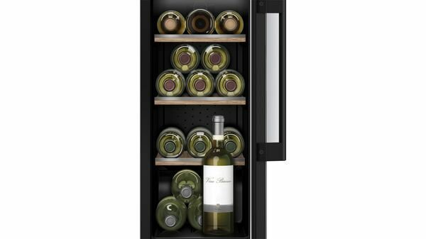 Bosch Винный шкаф встраиваемый деревянный KUW20VHF0 со светодиодной подсветкой режим витрины 4 полки для хранения 21 бутылки