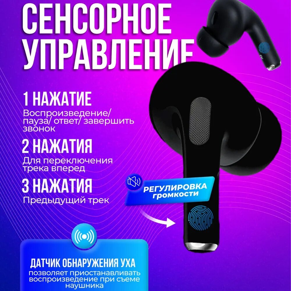 Наушники с дисплеем, беспроводные, с сенсорным управлением, с шумоподавлением, черный — фото 1