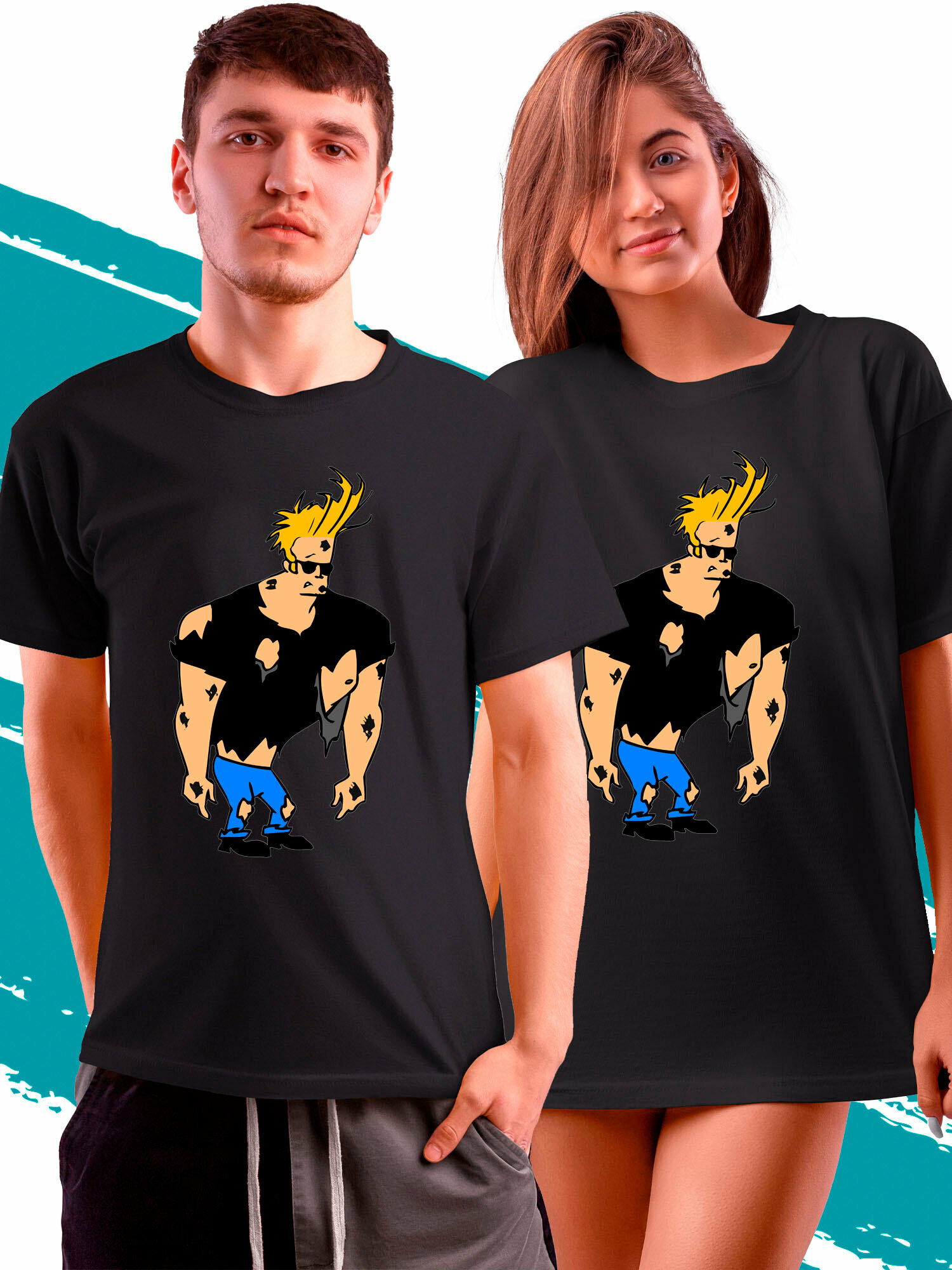 Футболка PhilShop Johnny Bravo Джонни Браво размер 3XL чёрный