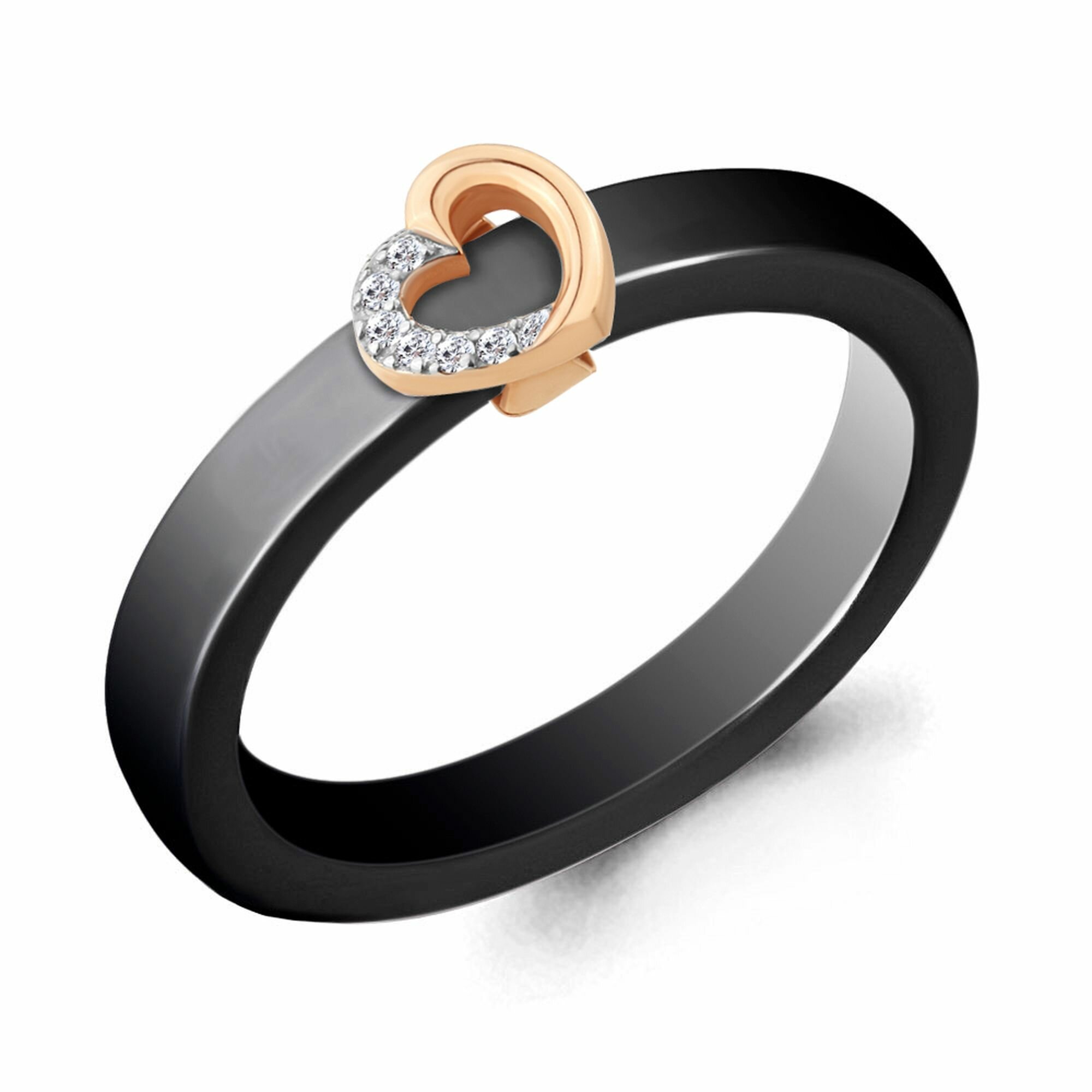 Кольцо Diamant online, серебро, 925 проба, золочение, фианит, керамика