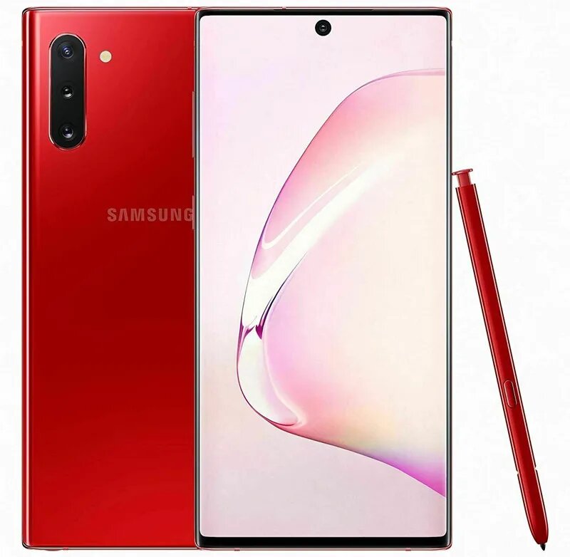 Смартфон Samsung Galaxy Note10, 8/256ГБ, global, Б/у, add wirless charger, Samsung, galaxy note10, Версия США, Смартфон, Красный, 8ГБ, 256ГБ, global, Б/у