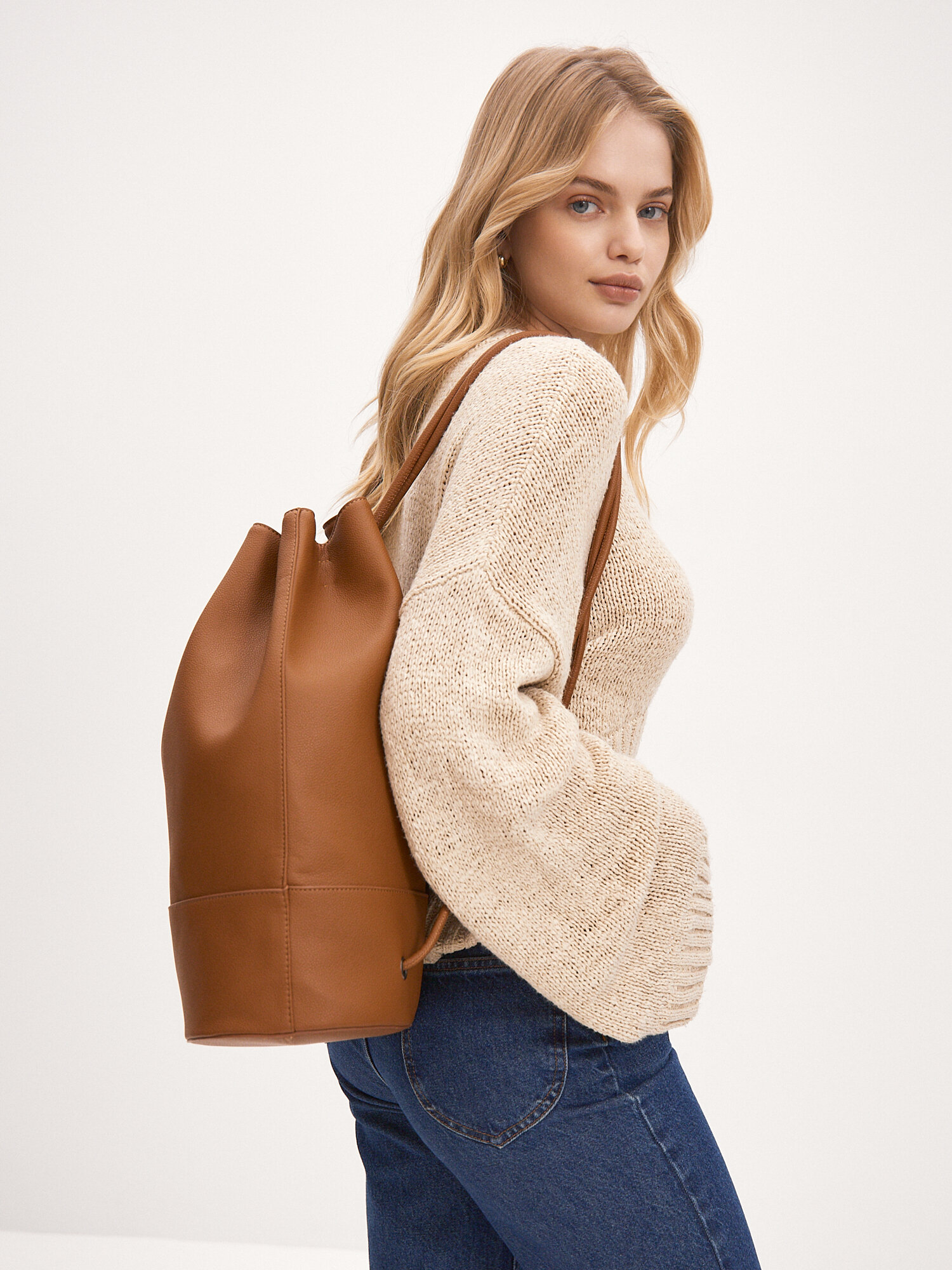 Рюкзак торба nstc.moscow, фактура гладкая, карамельный — фото 1