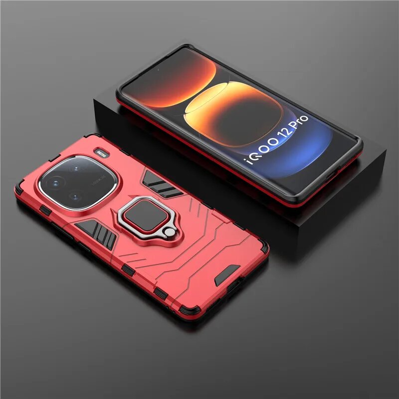 Для iQOO 12 Pro Чехол для Vivo iQOO 9T 9 10 11 12 Pro, противоударный чехол для телефона, защитный бампер для Vivo iQOO 12 Pro, Red, For IQOO 12