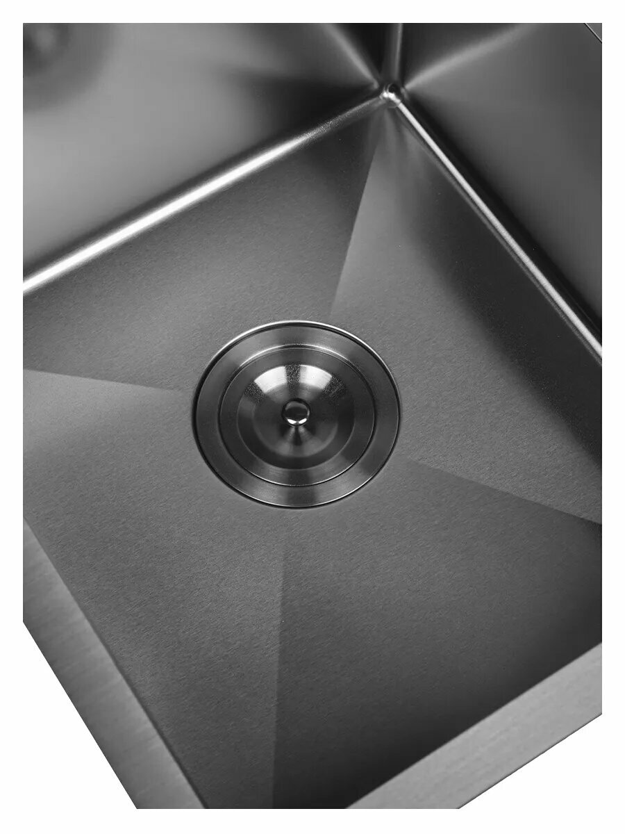 Мойка для кухни STEIN 40х50 из нержавеющей стали, графит с PVD покрытием, с сифоном ведерко и дозатором ST4050B — фото 1
