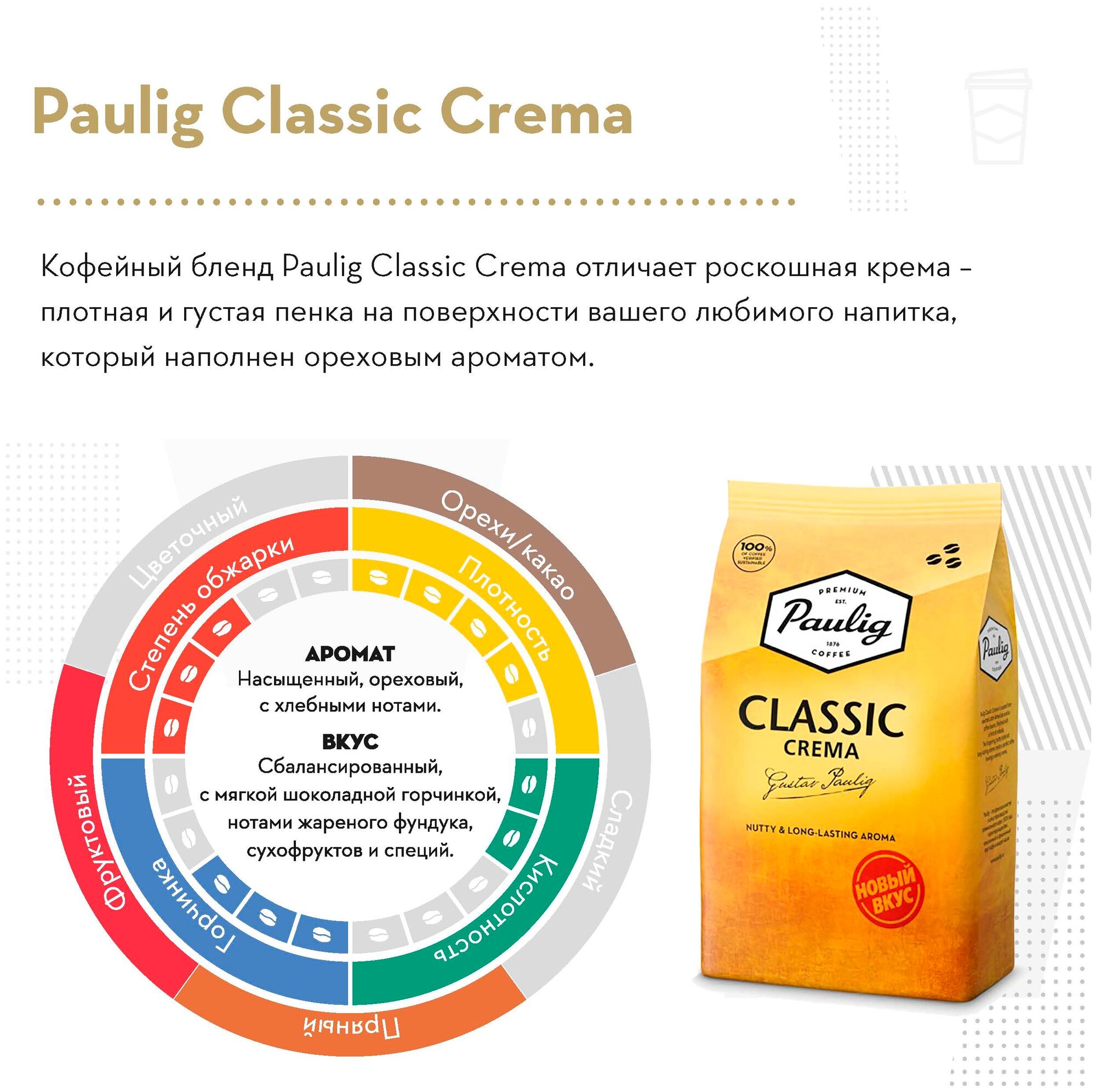 Кофе Paulig Classic Crema в зернах, 1кг - фото №17