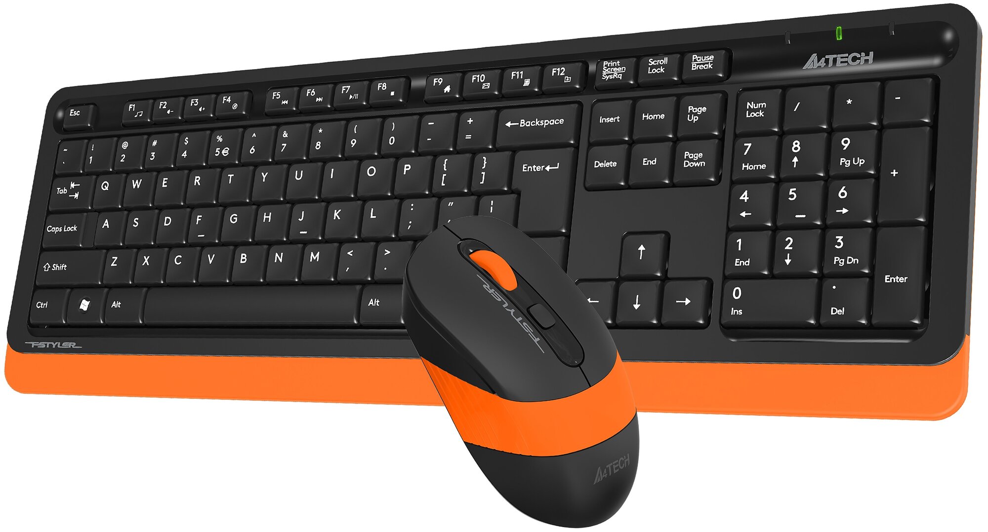 Комплект клавиатура и мышь A4TECH Fstyler FG1010 черный/оранжевый USB беспроводная (1147574) - фотография № 2