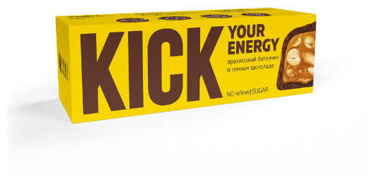 Батончик арахисовый Kick Your energy в тёмном шоколаде, 45 г - фотография № 1
