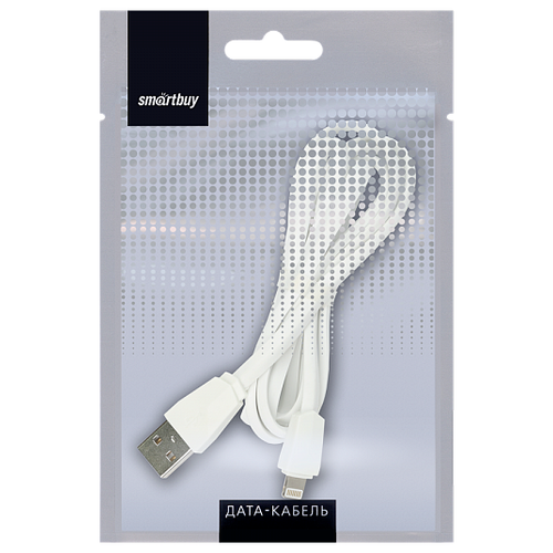 Кабель SmartBuy плоский USB - Lightning, 1.2 м, белый