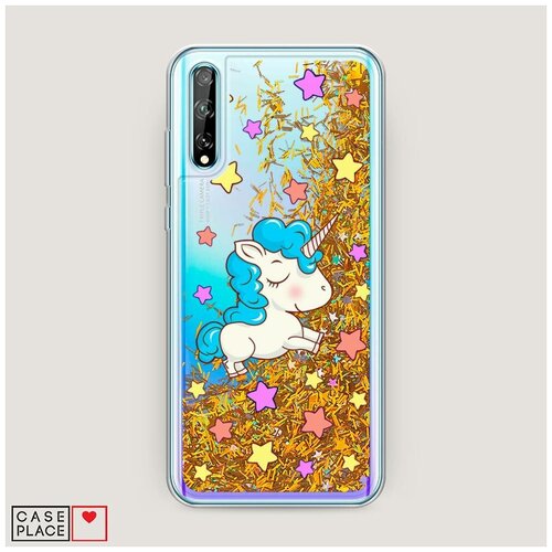 фото Жидкий чехол с блестками "звездный единорог" на huawei p smart s / хуавей п смарт с case place