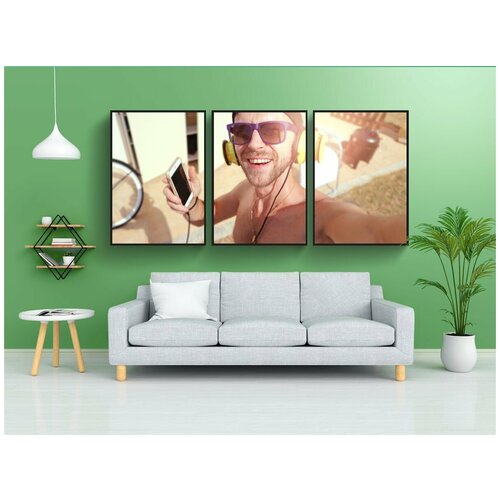 фото Набор модулных постеров для интерьера "человек, летом, на открытом воздухе" 60x90 см. в тубусе, без рамки lotsprints