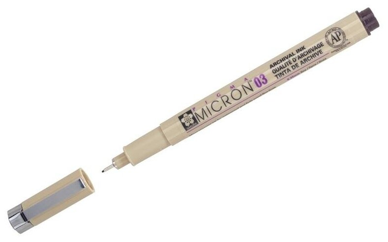 Ручка капиллярная Sakura Pigma Micron 03, толщина линии 0.35 мм, цвет черный