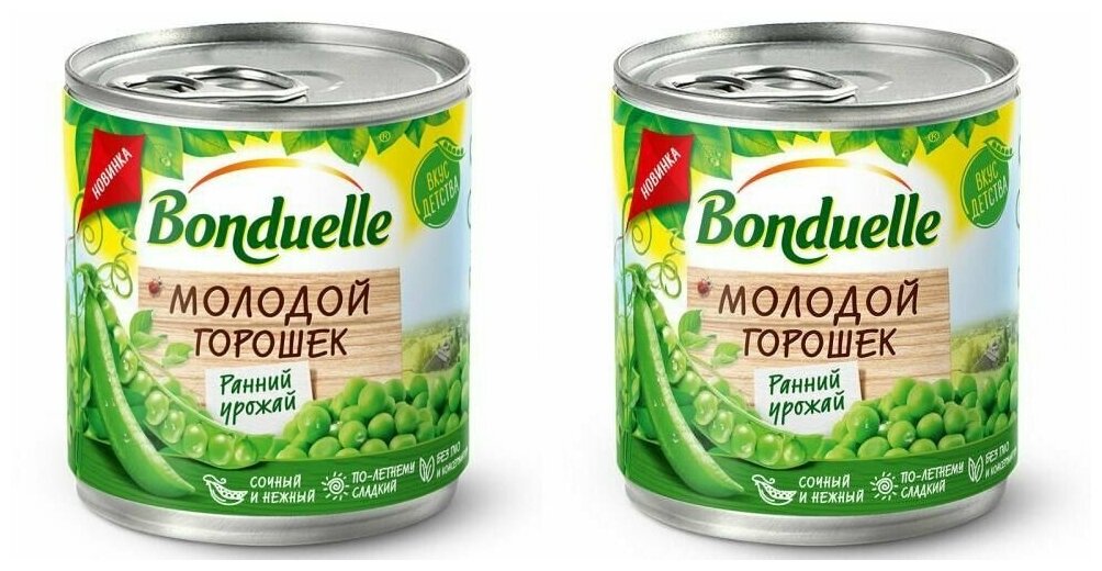 Bonduelle Овощные консервы Горошек зеленый молодой, 200 г, 2 шт