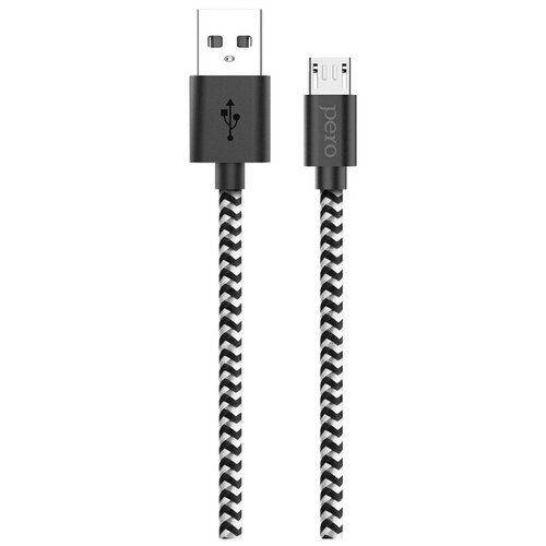 Кабель USB PERO DC-04 micro-USB, 2А, 1м, Silver-black