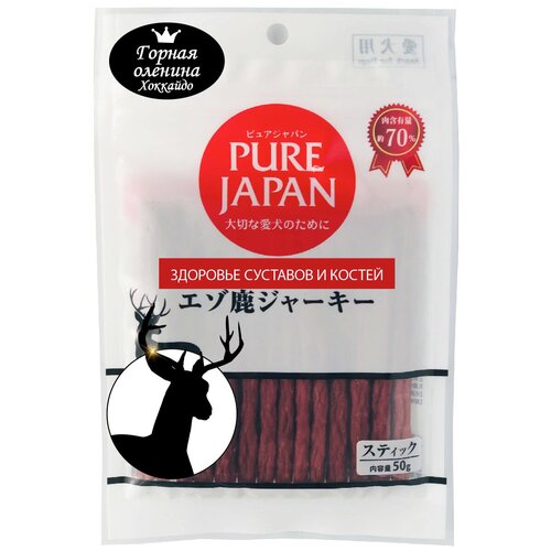 Лакомство для собак Japan Premium Pet филе мяса горного оленя в виде длинной нарезки для активного роста костей и укрепления суставов.