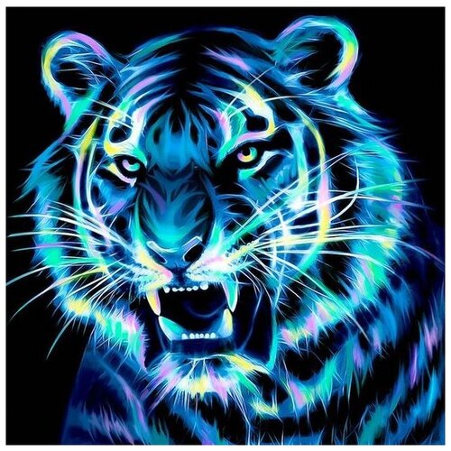 Алмазная вышивка «Неоновый тигр», 25x25 см, Алмазная Живопись
