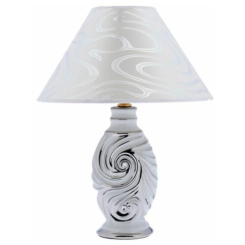 фото Risalux лампа настольная керамика "вихрь" белое серебро 220v е14 35,5х27,5х27,5 см