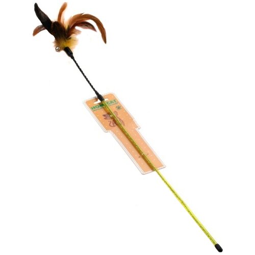 Игрушка Homecat Дразнилка с цветными перьями на пружине с колокольчиком для кошек (73 см, )