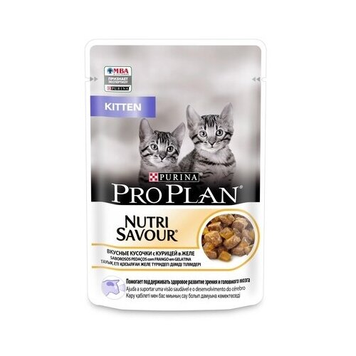 Purina Pro Plan (паучи) Паучи Кусочки в желе для котят с курицей - 1228708712456524 0,085 кг 26346 (34 шт)