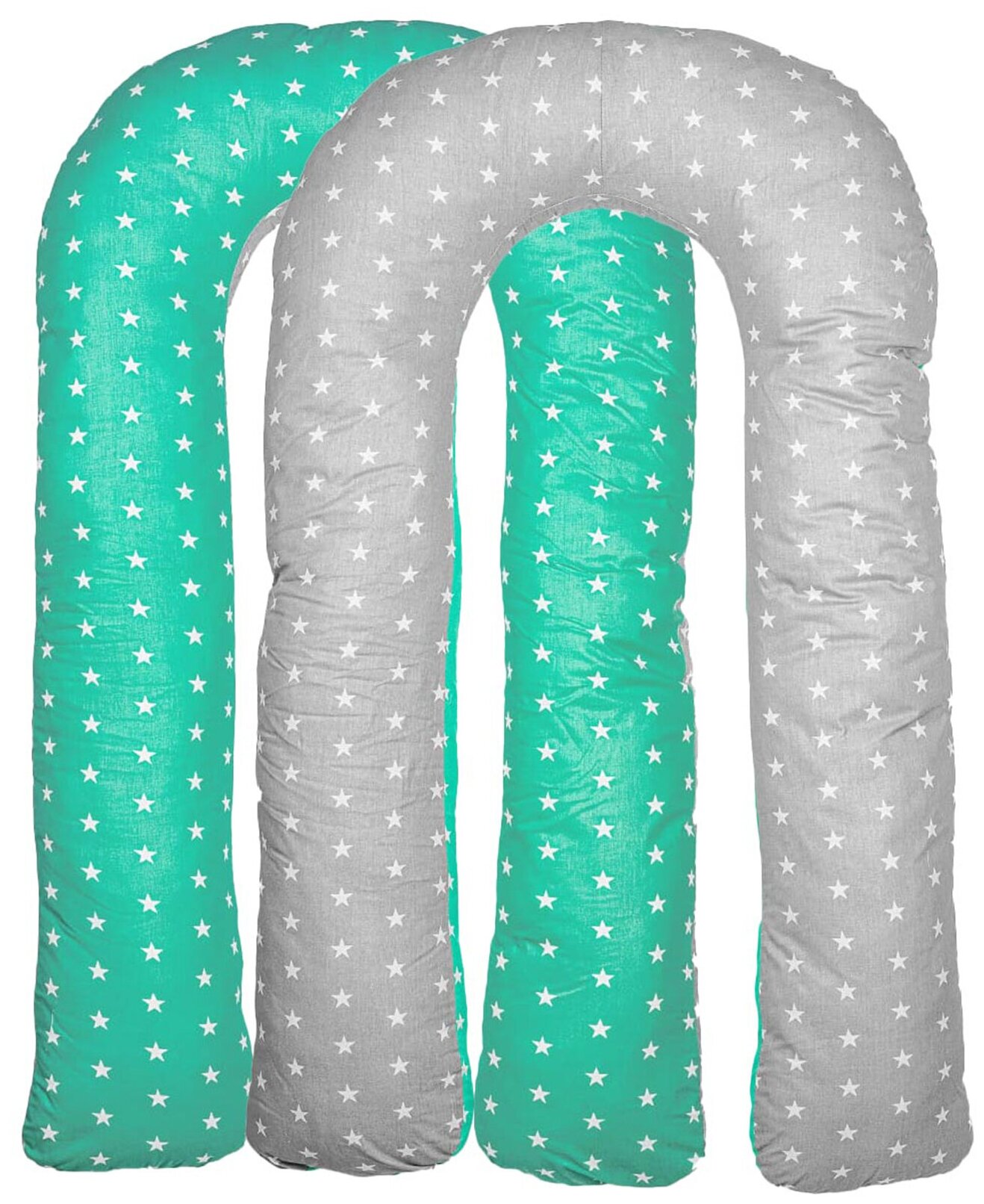 Подушка для беременных Vensalio U340 Comfort "Звезды", мятная с серым, 140x90