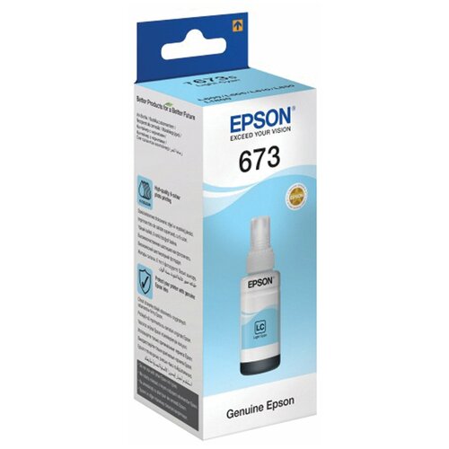 Чернила EPSON 673 (T6735) для СНПЧ Epson L800/L805/L810/L850/L1800, светло-голубые, оригинальные, C13T67354A/598 - 1 шт. чернила epson c13t67354a для для l800 250стр светло голубой c13t67354a 98